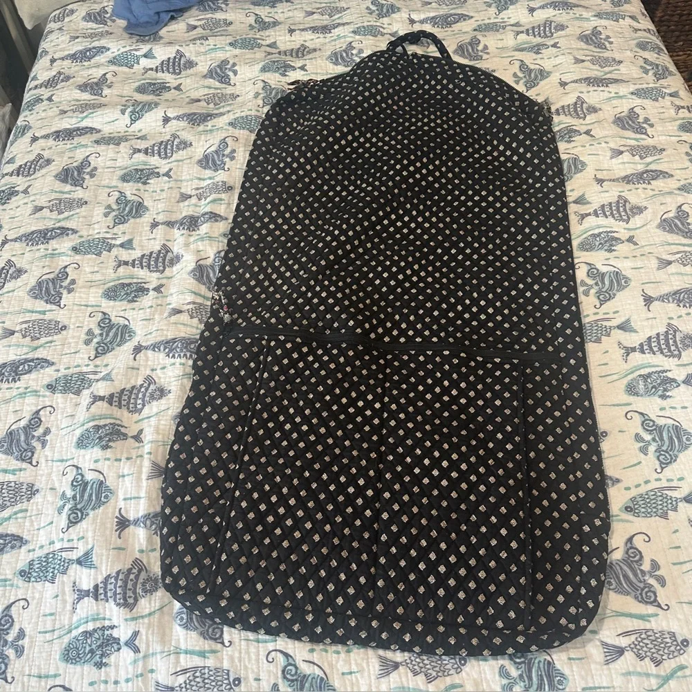 Vintage VERA BRADLEY Classic Black Quilted Travel Hanging Garment Bag Calico